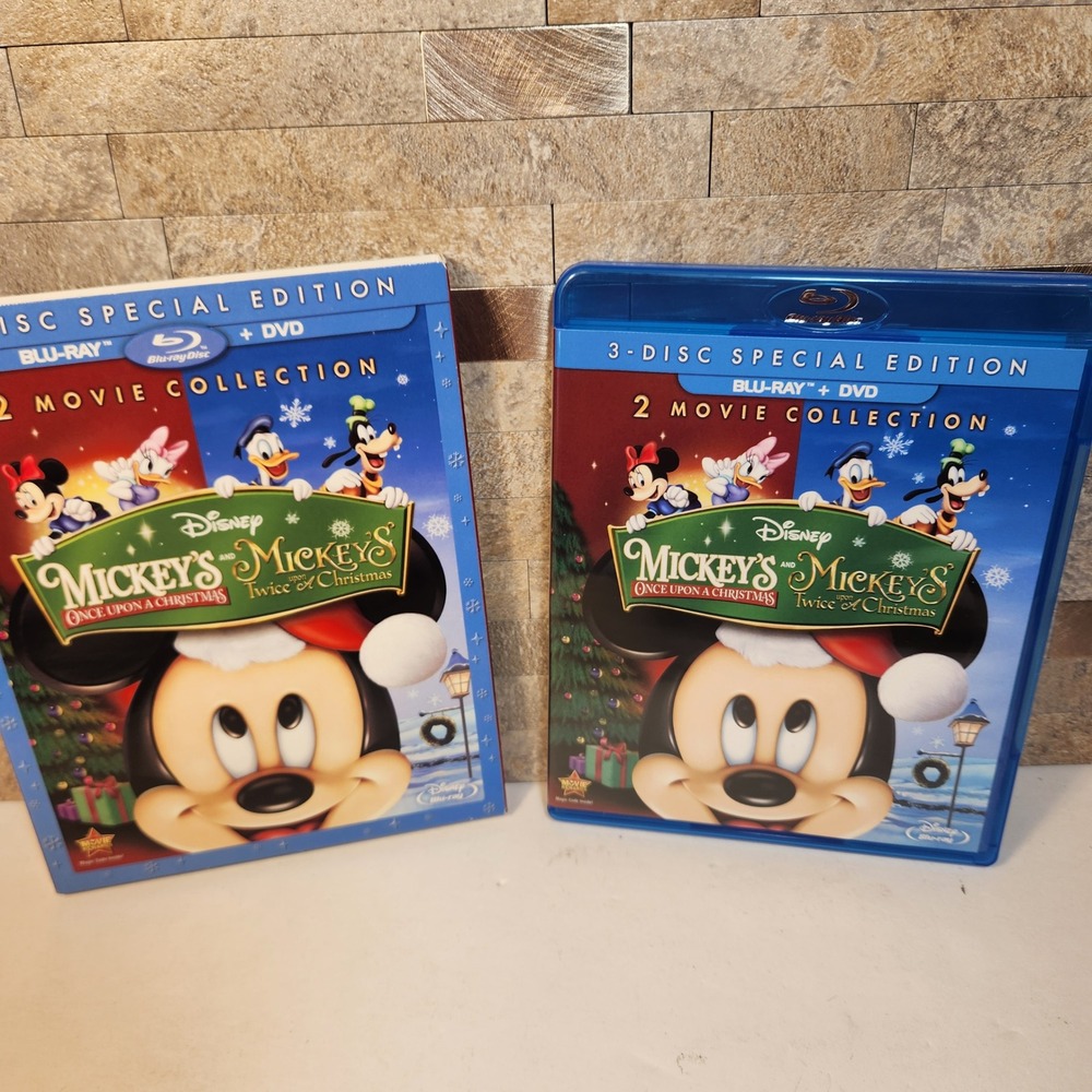 Disney Mickey's Once Upon a Christmas 2-Movie Collection Blu-ray DVD 3-Disc Set